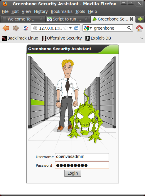 Screenshot-Greenbone Security Assistant - Mozilla Firefox.png Script to run OpenVAS daemon and Greenbone Security Asssistant